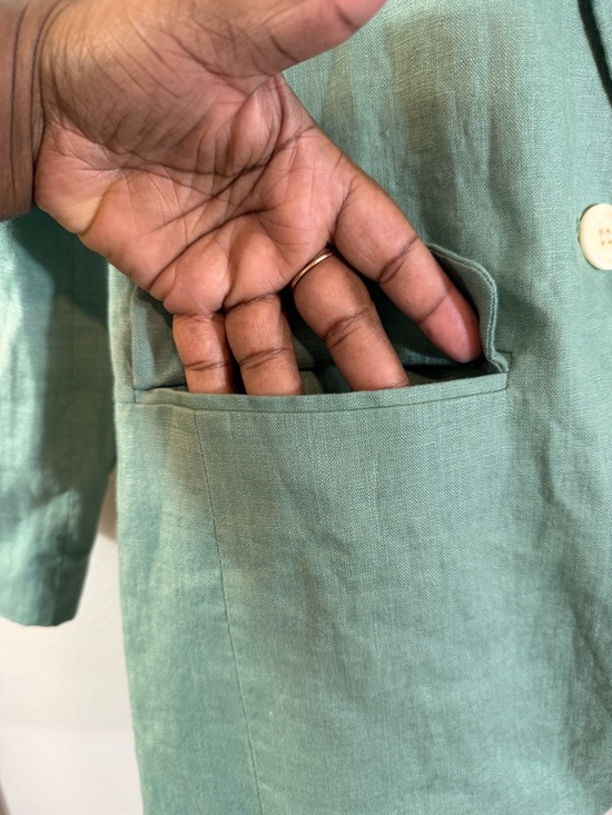 Madewell Larsen Blazer Green Linen XXS (2XS) One Button Jacket Preppy Academia - Picture 5 of 13